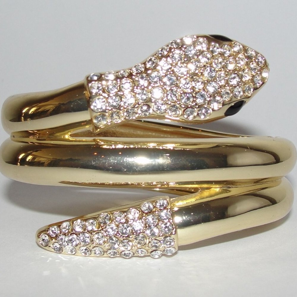 Wholesale lot of 6 pieces.  Fun statement bracelet of a snake with pave rhinesto